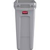 Rubbermaid Commercial 16 gal Rectangular Slim Jim Vented Container, Gray, Plastic RCP1971258CT